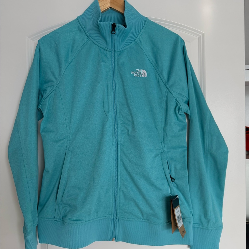 New Women’s The North Face Teal Blue Tech Fleece Zip Jacket-L